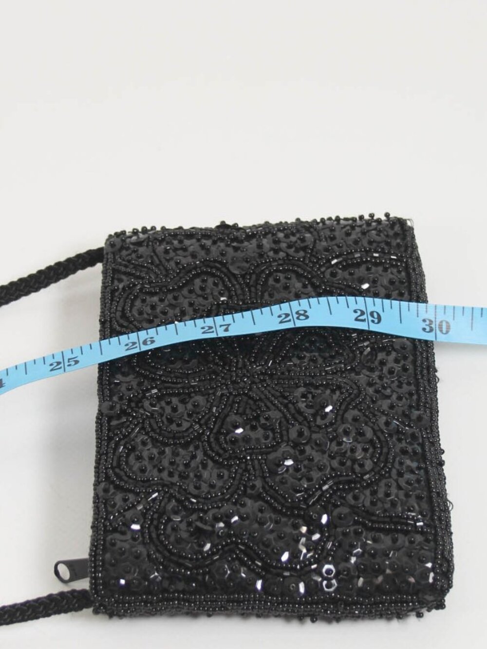 La Regale Black Beaded Sequin Crossbody Evening Bag Vintage - Picture 8 of 8